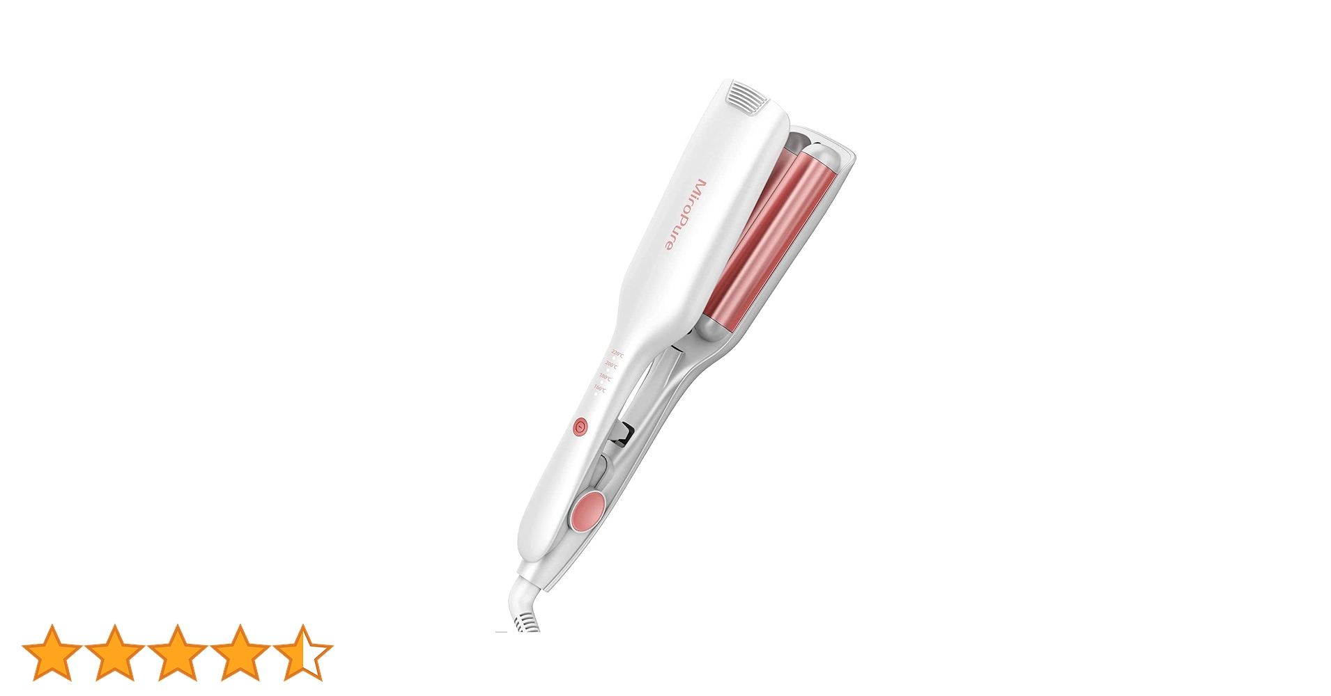 可愛らしい挟むだけカールアイロン マイナスイオン吹出 MiroPure ヘアアイロン カール ウェーブアイロン 26㎜ 挟むだけ